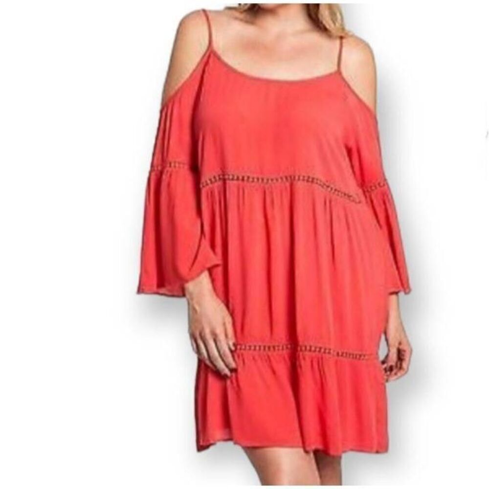 UMGEE CORAL COLD SHOULDER DRESS SZ.M EUC.
